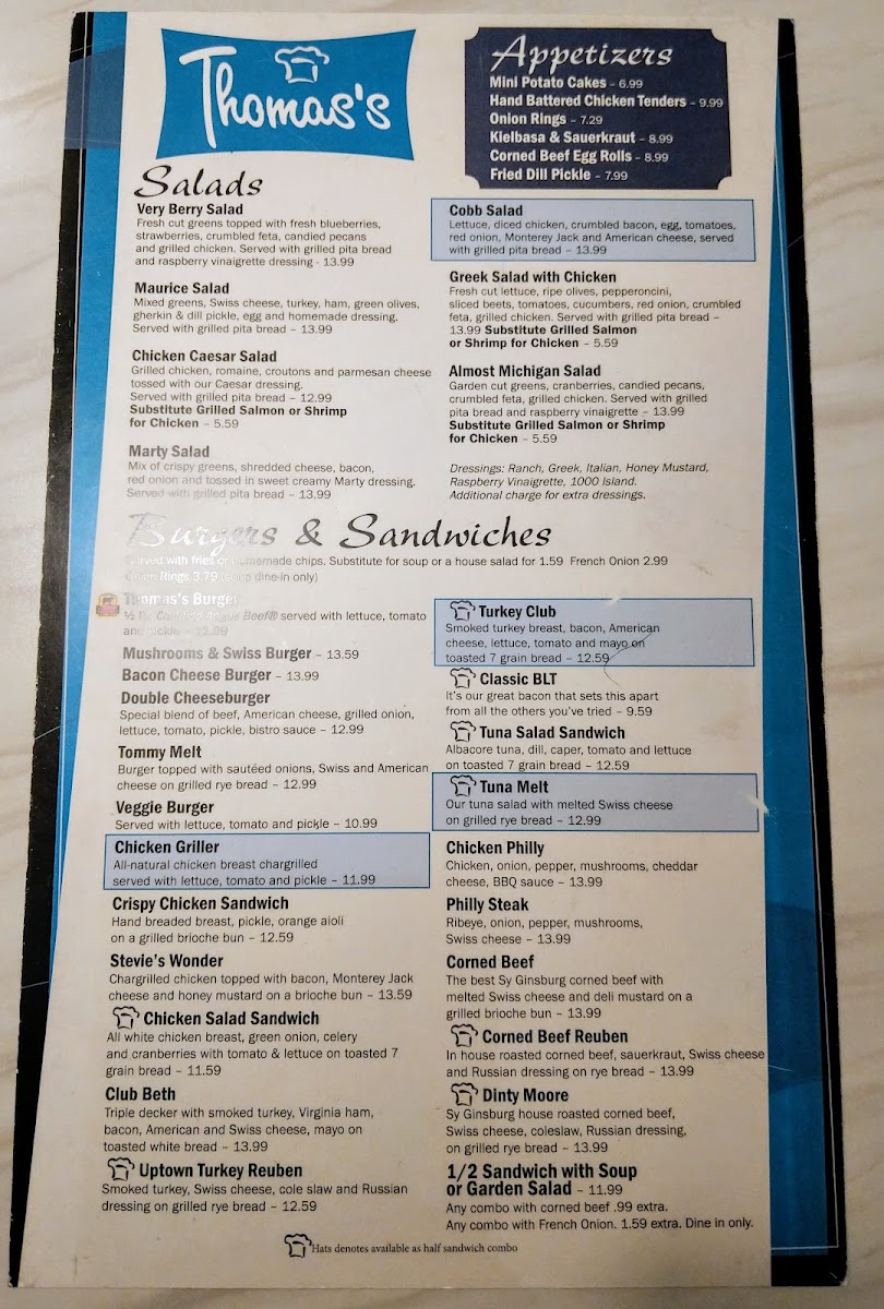 Thomas's Family Dining Menu - Image 1